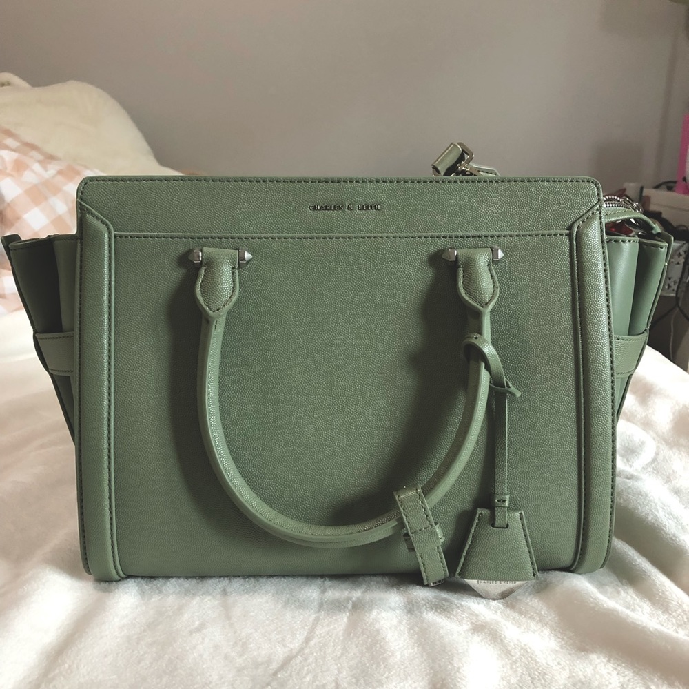 Faux leather sage green bag